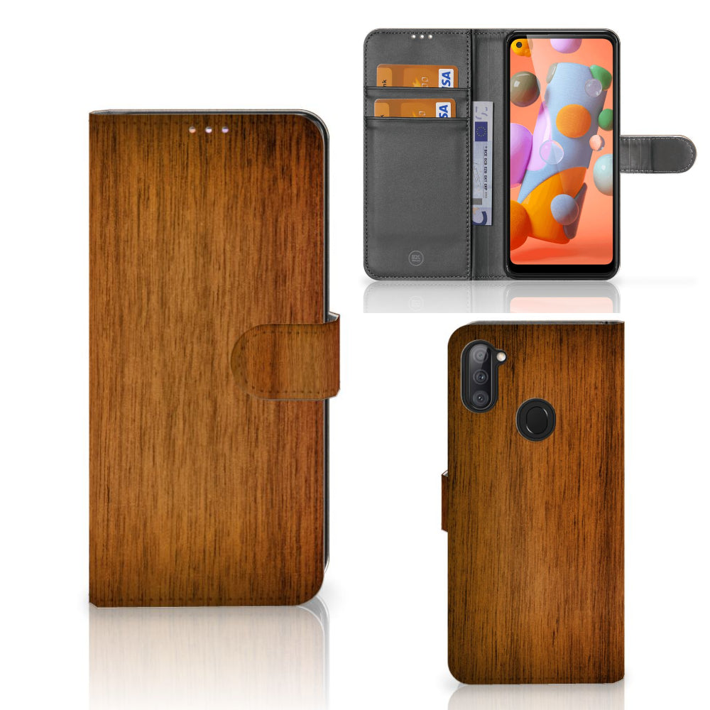 Samsung Galaxy M11 | A11 Book Style Case Donker Hout