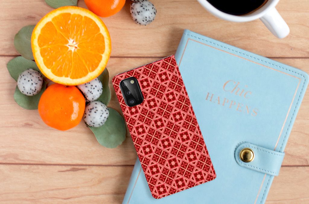 Samsung Galaxy A41 Hoesje met Magneet Batik Rood - B2C Telecom