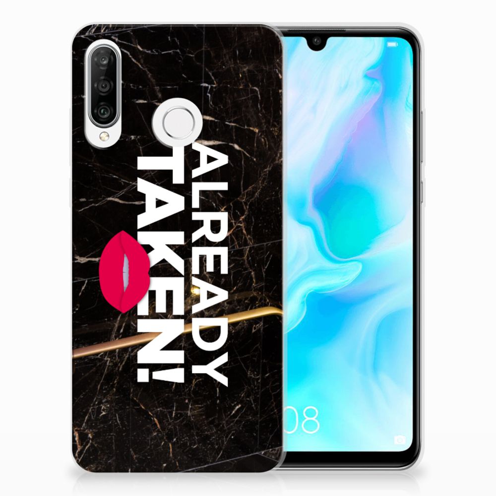 Huawei P30 Lite Siliconen hoesje met naam Already Taken Black