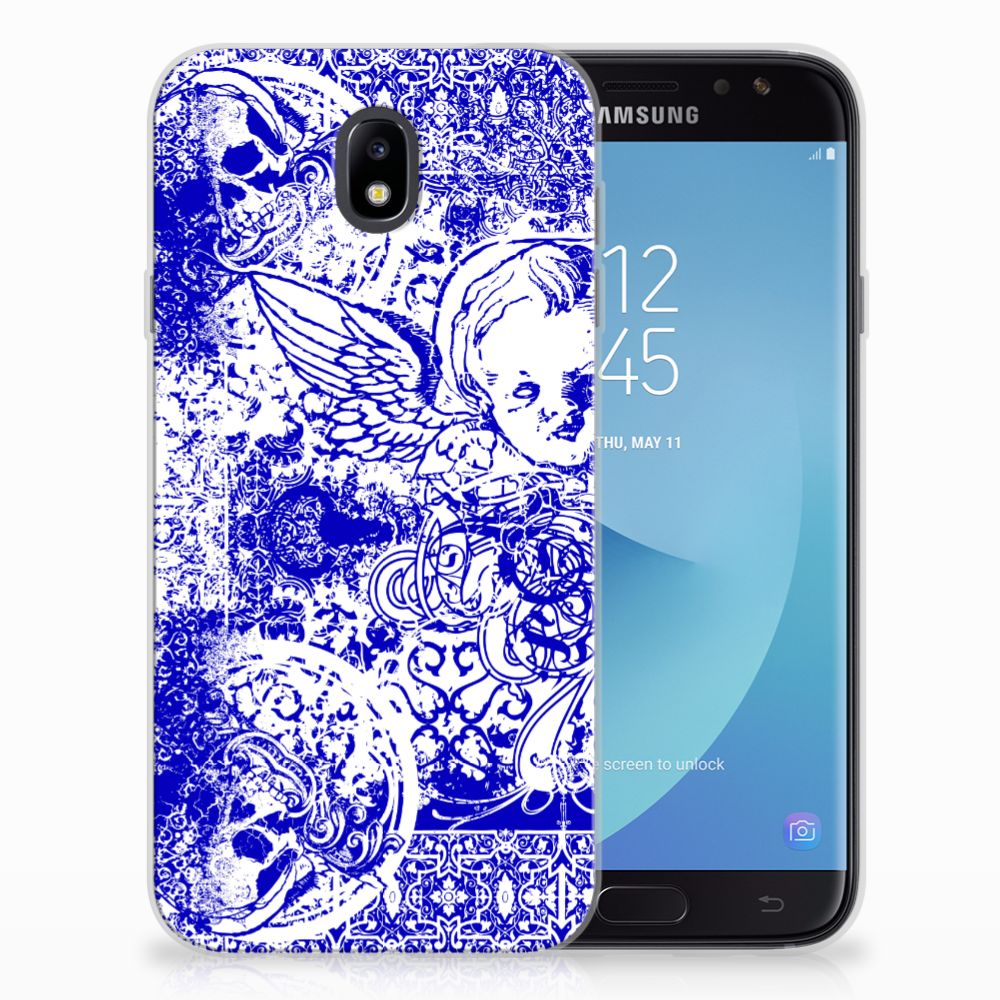 Silicone Back Case Samsung Galaxy J7 2017 | J7 Pro Angel Skull Blauw