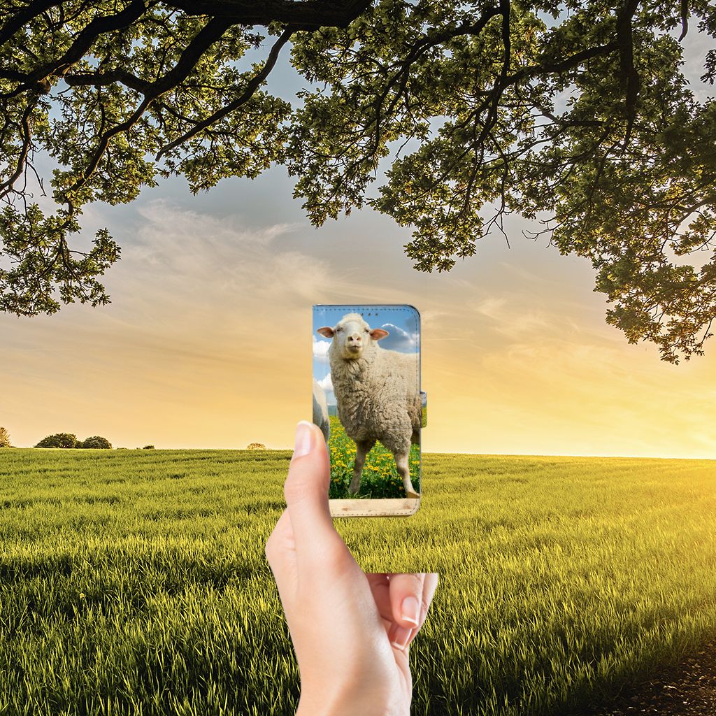 Samsung Galaxy A22 4G | M22 Telefoonhoesje met Pasjes Schaap en Lammetje