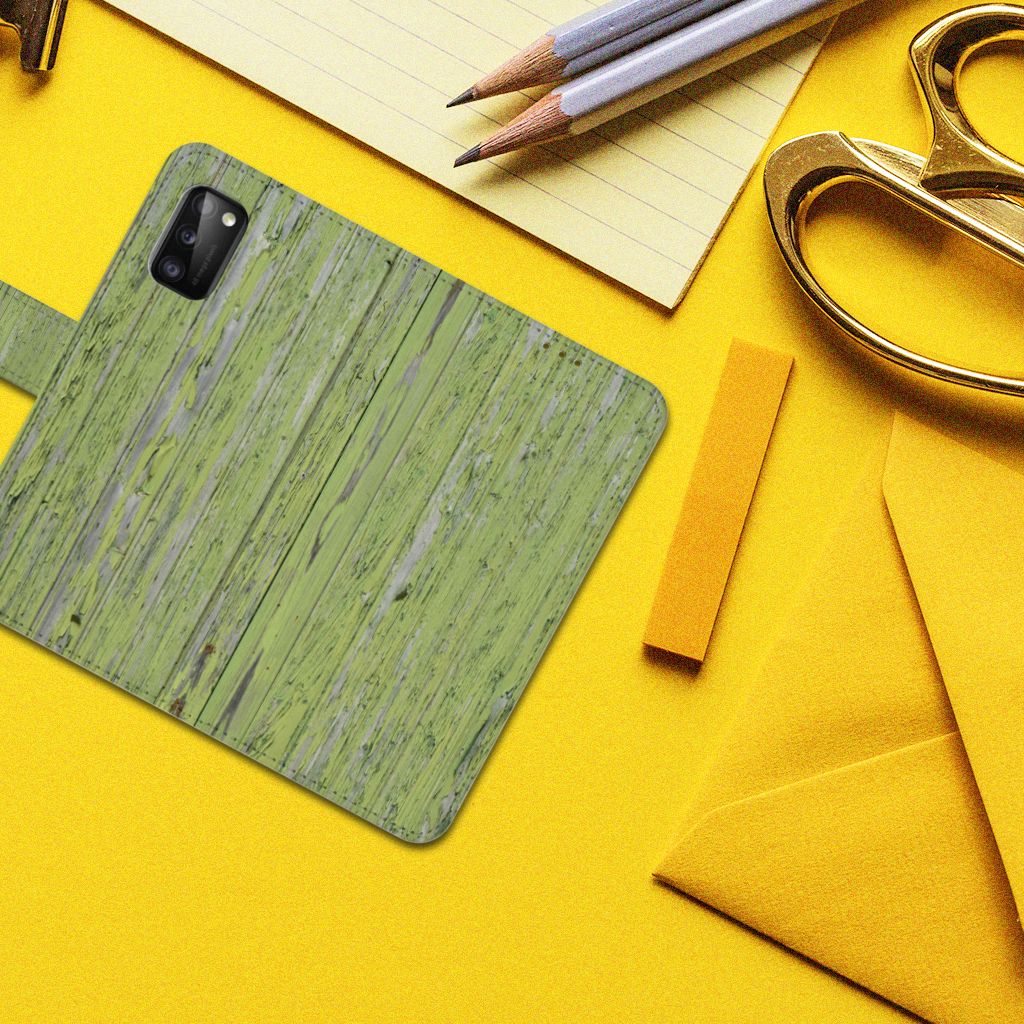 Samsung Galaxy A41 Book Style Case Green Wood