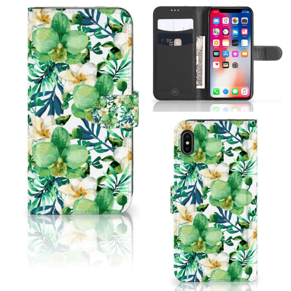 Apple iPhone Xs Max Hoesje Orchidee Groen