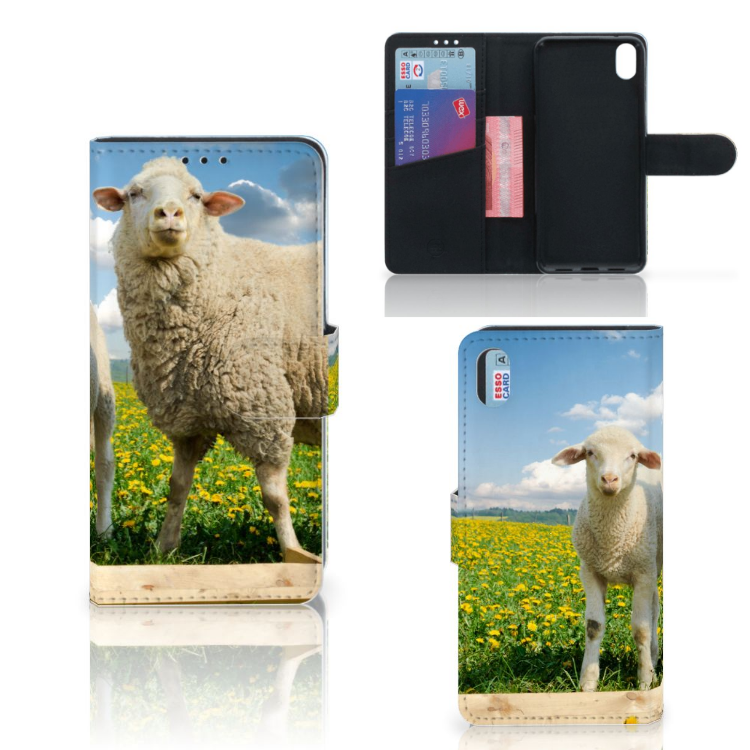 Xiaomi Redmi 7A Telefoonhoesje met Pasjes Schaap en Lammetje