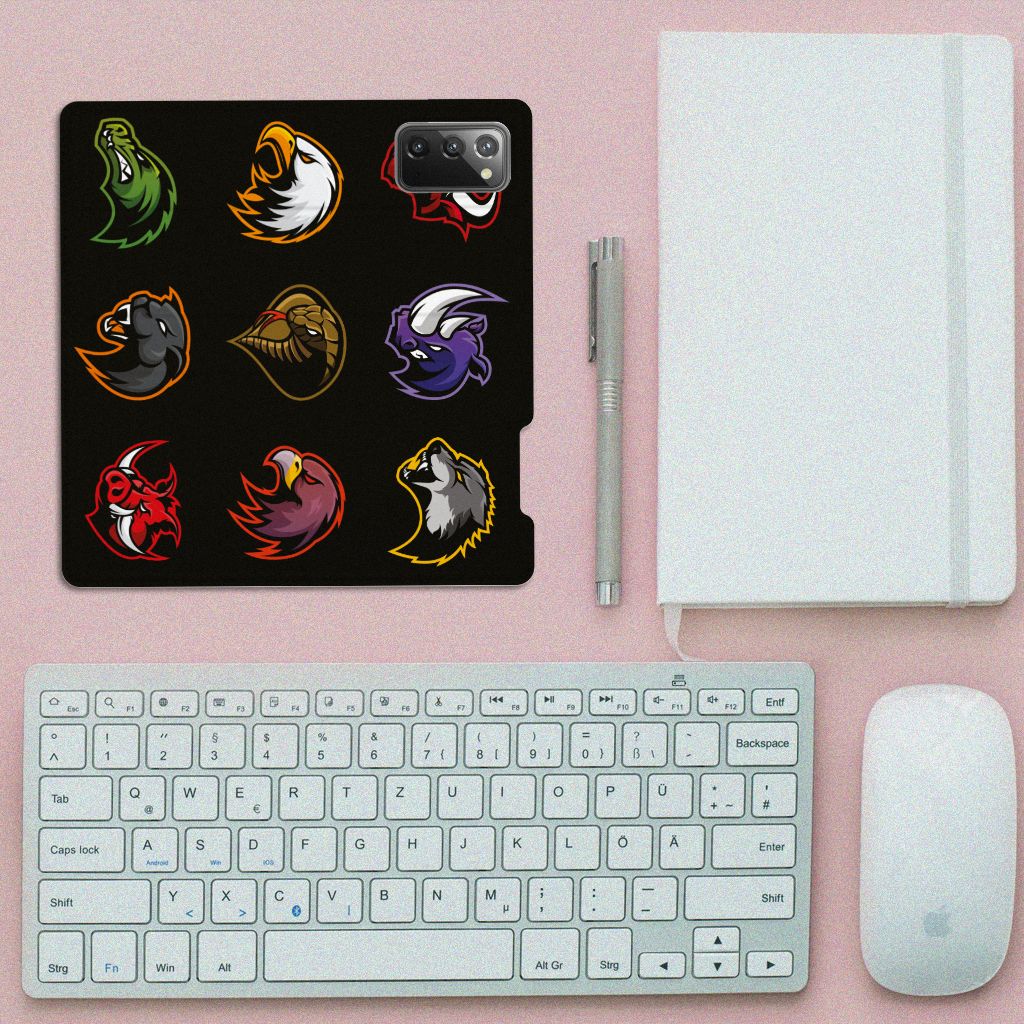 Samsung Galaxy Note20 Magnet Case Cartoon with colorful cartoon designs on a black background.