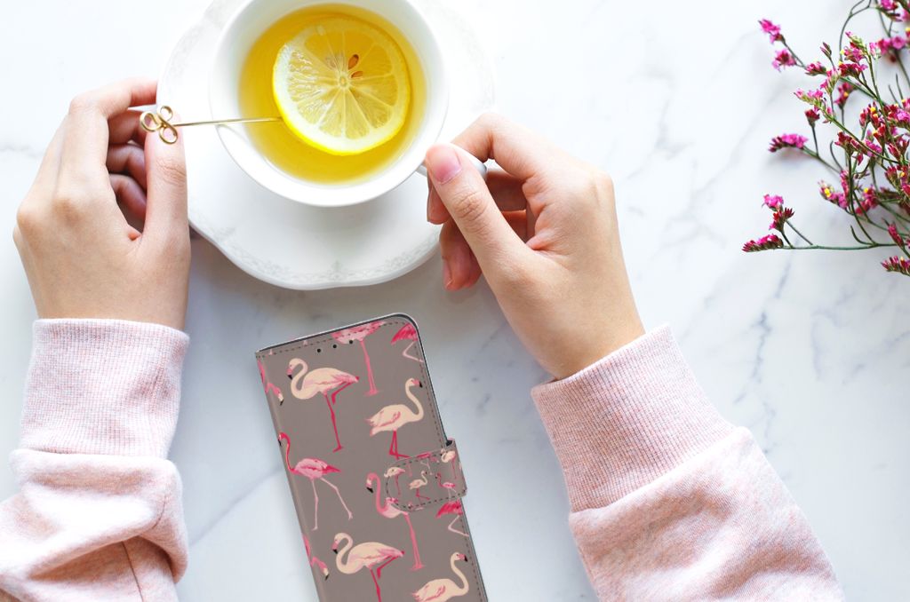 Alcatel 1S 2020 Telefoonhoesje met Pasjes Flamingo