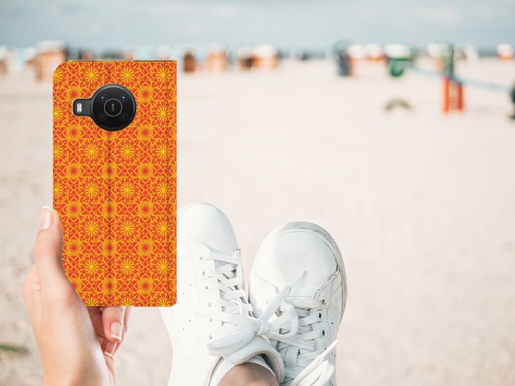 Nokia X20 | X10 Hoesje met Magneet Batik Oranje - B2C Telecom