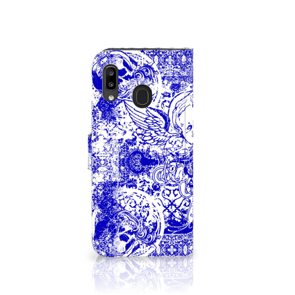 Telefoonhoesje met Naam Samsung Galaxy A30 Angel Skull Blauw