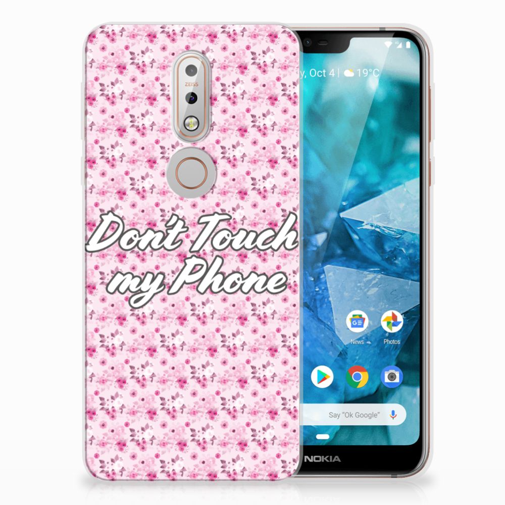 Nokia 7.1 Silicone-hoesje Flowers Pink DTMP