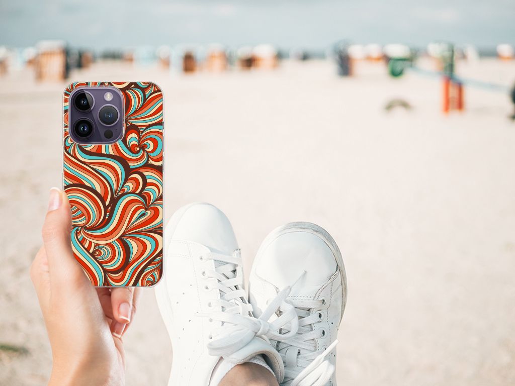Apple iPhone 14 Pro Hoesje maken Retro met kleurrijk design op een strand. 🏖️
