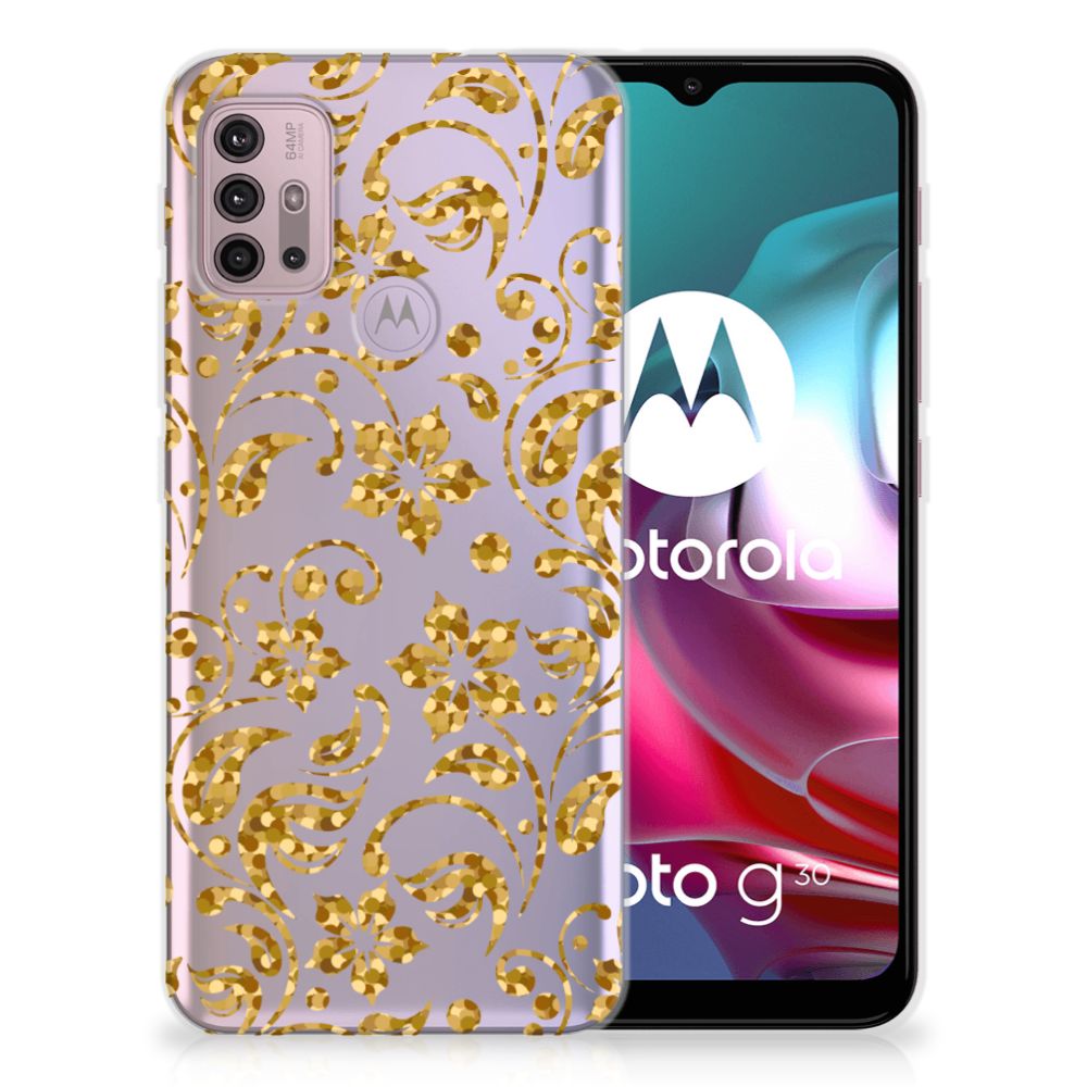 Motorola Moto G30 | G10 TPU Case Gouden Bloemen