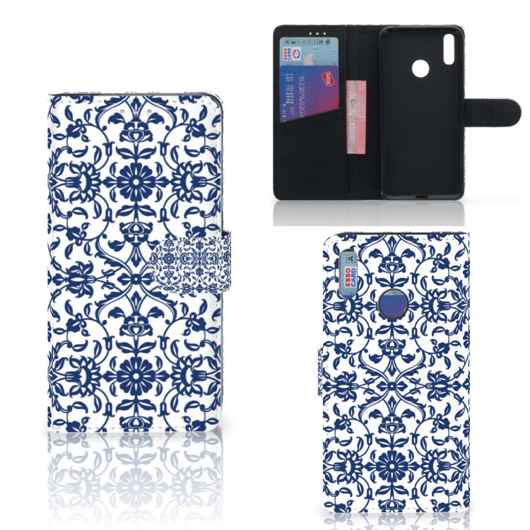 Huawei Y7 (2019) Hoesje Flower Blue