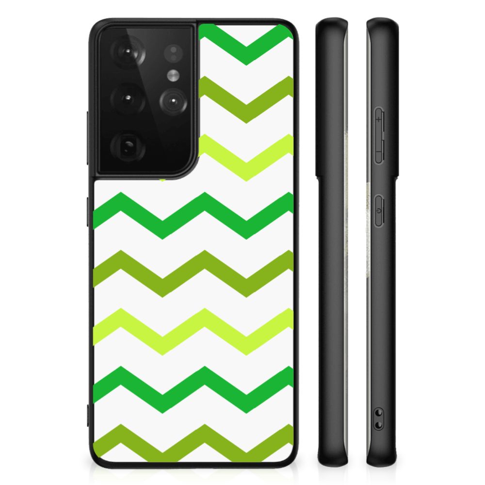 Samsung Galaxy S21 Ultra Back Case Zigzag Groen B2C Telecom