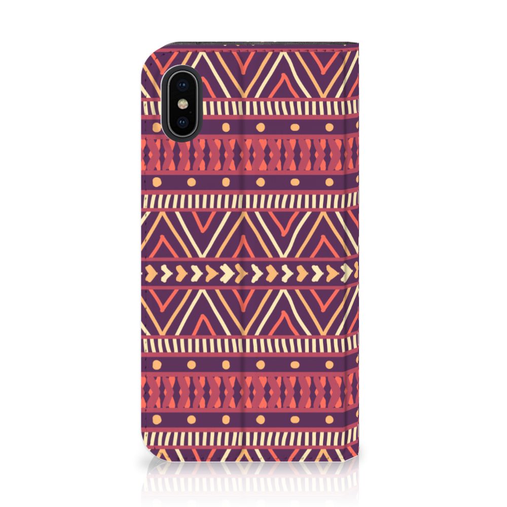 Apple iPhone X | Xs Hoesje met Magneet Aztec Paars
