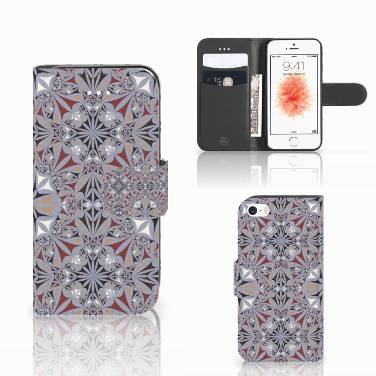 Apple iPhone 5 | 5s | SE Bookcase Flower Tiles