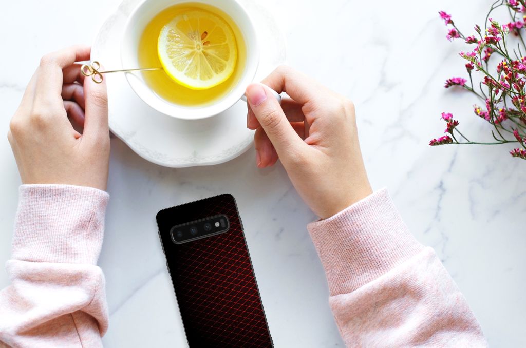 Samsung Galaxy S10 Bumper Case Geruit Rood B2C Telecom