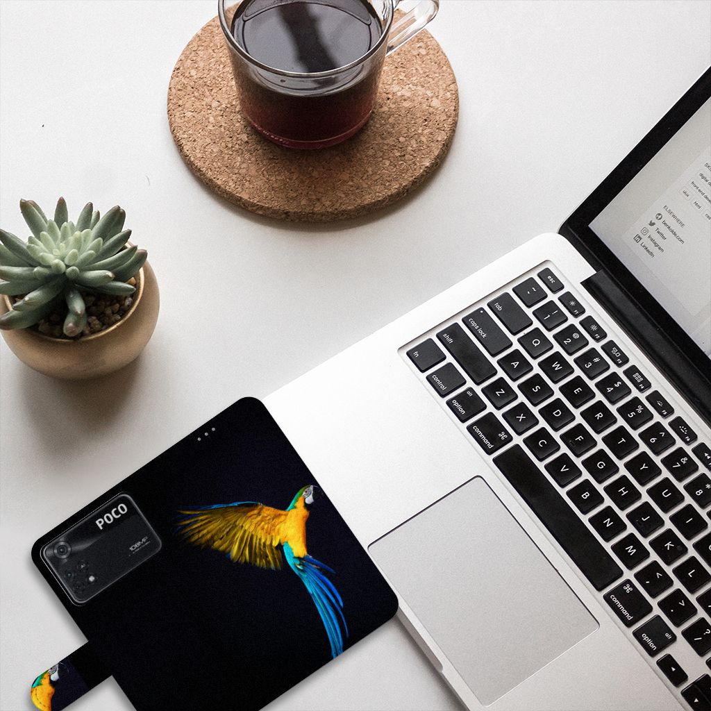 Xiaomi Poco X4 Pro 5G Telefoonhoesje met Pasjes Papegaai