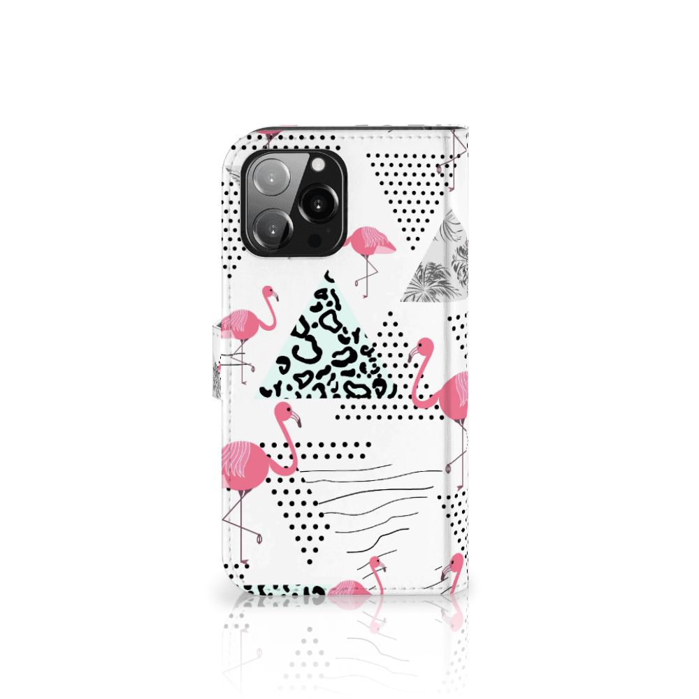 iPhone 13 Pro Max Telefoonhoesje met Pasjes Flamingo Triangle