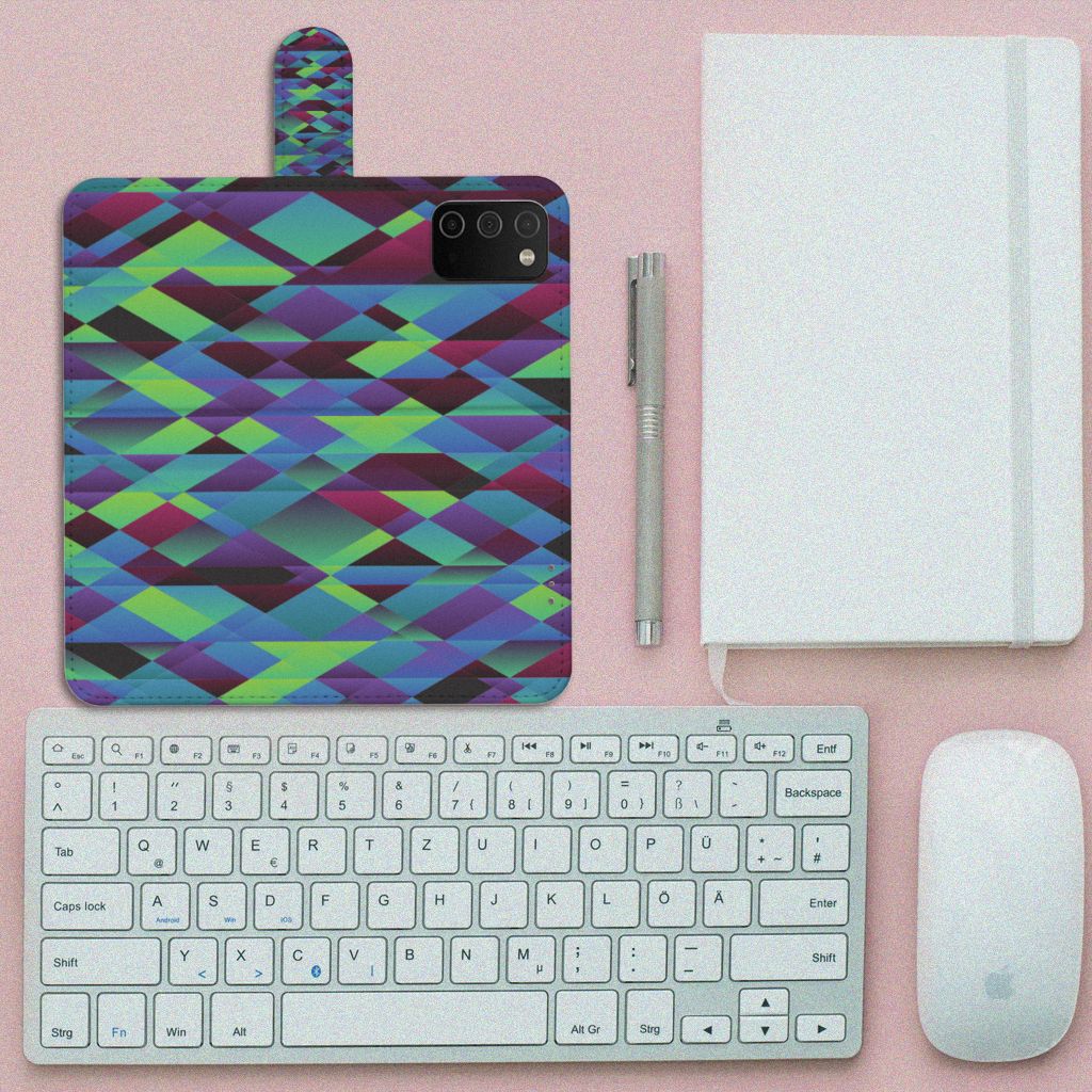 Samsung Galaxy A03s Book Case Abstract Green Blue
