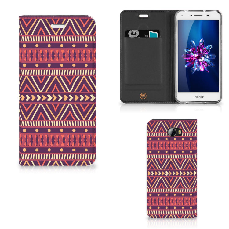 Huawei Y5 2 | Y6 Compact Hoesje met Magneet Aztec Paars