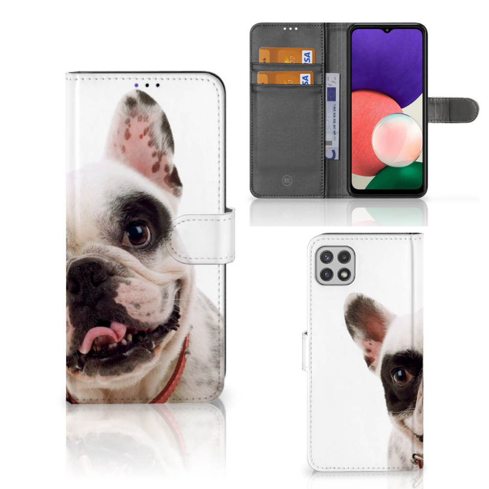 Samsung Galaxy A22 5G Telefoonhoesje met Pasjes Franse Bulldog