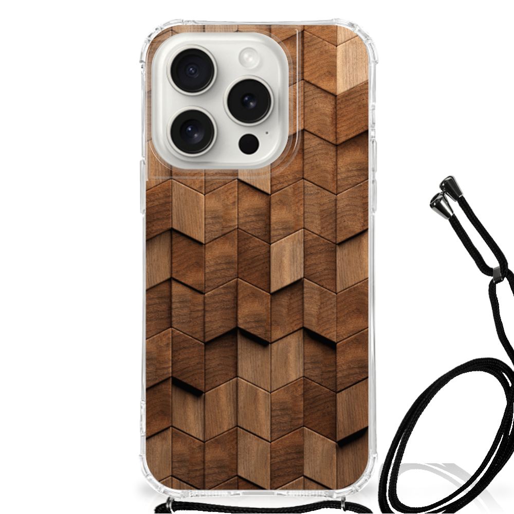 Stevig Telefoonhoesje voor iPhone 15 Pro Wooden Cubes