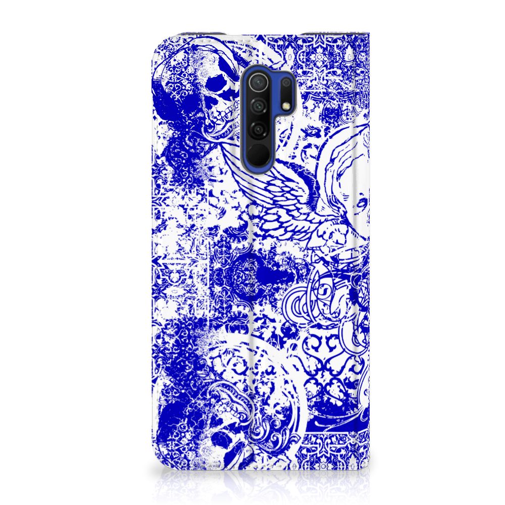Mobiel BookCase Xiaomi Redmi 9 Angel Skull Blauw - B2C Telecom