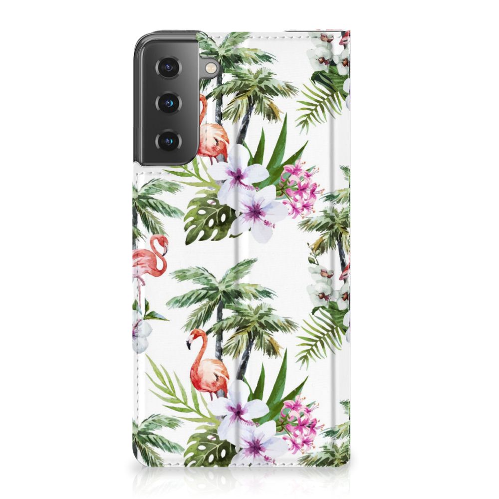 Samsung Galaxy S21 Plus Hoesje maken Flamingo Palms - B2C Telecom