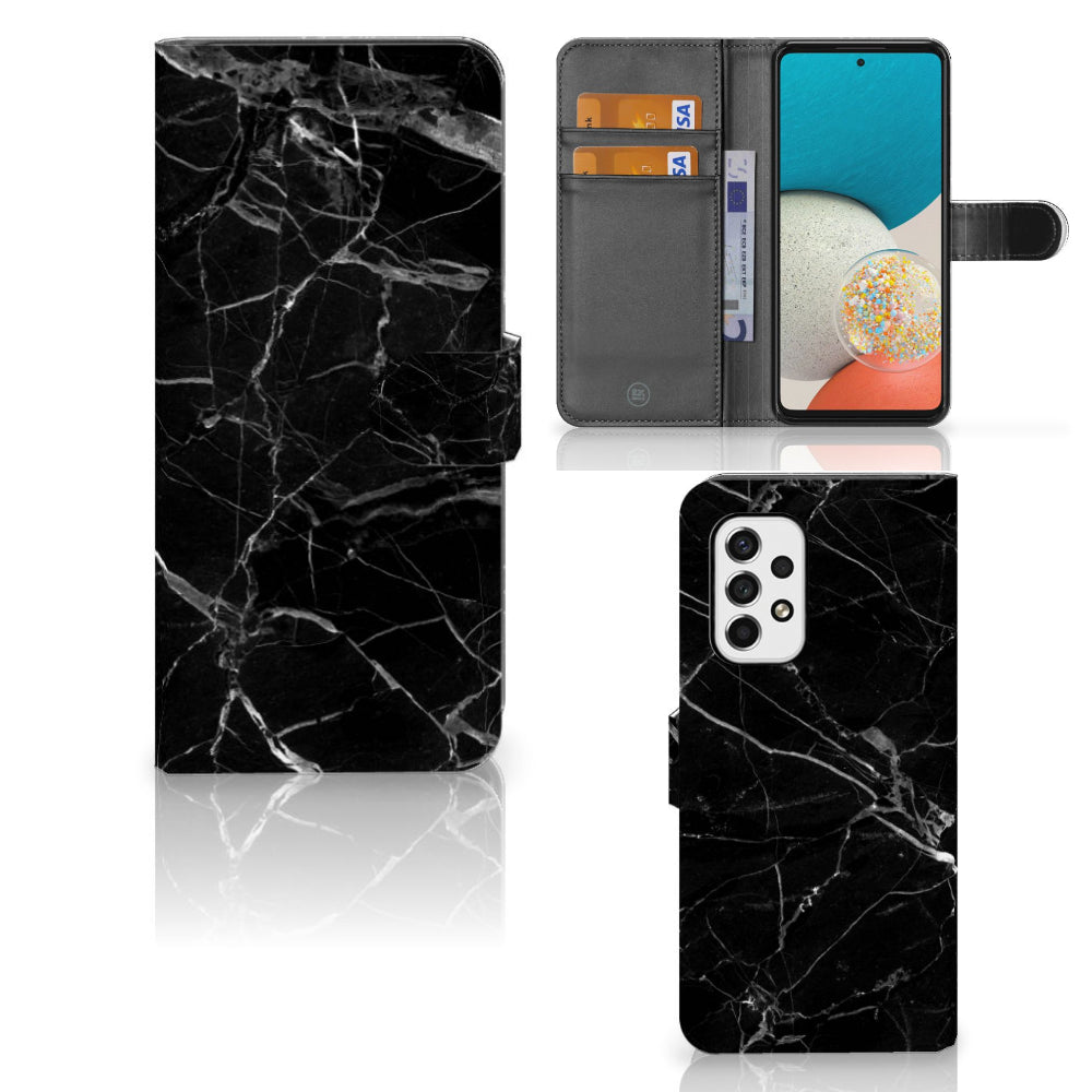 Samsung Galaxy A53 Bookcase Marmer Zwart - Origineel Cadeau Vader