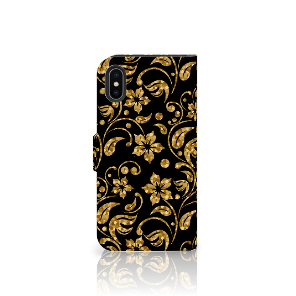 Apple iPhone X | Xs Hoesje Gouden Bloemen