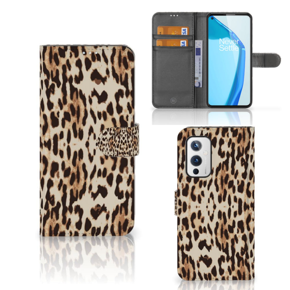 OnePlus 9 Telefoonhoesje met Pasjes Leopard