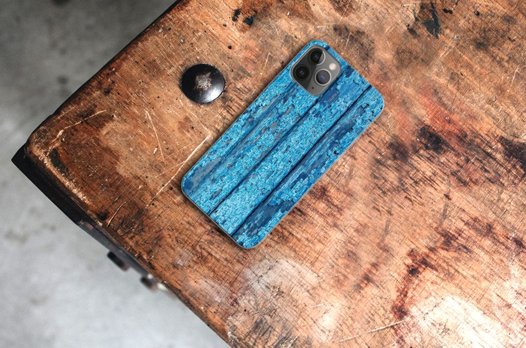 Apple iPhone 11 Pro Bumper Hoesje Wood Blue