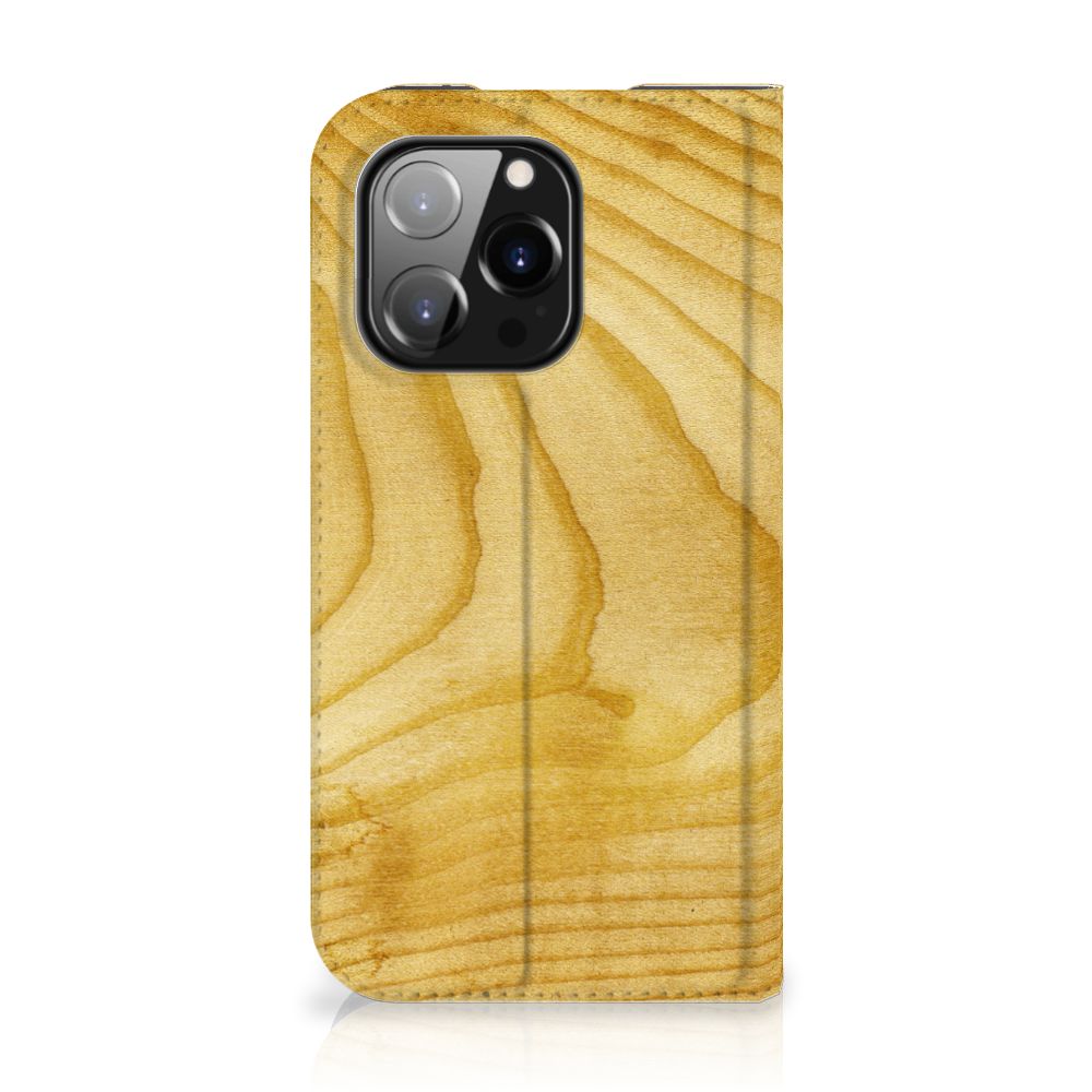 iPhone 14 Pro Book Wallet Case Licht Hout