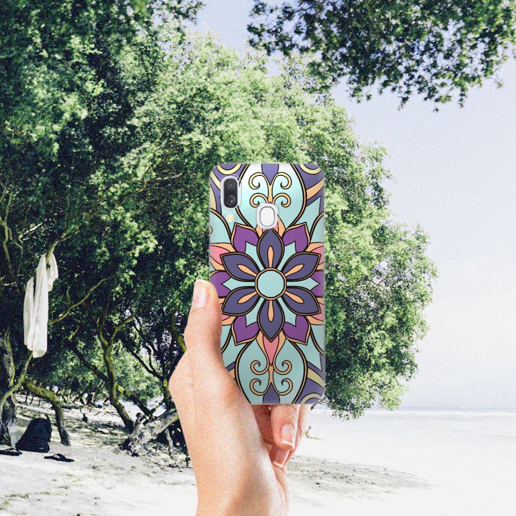 Samsung Galaxy A40 TPU Case Purple Flower