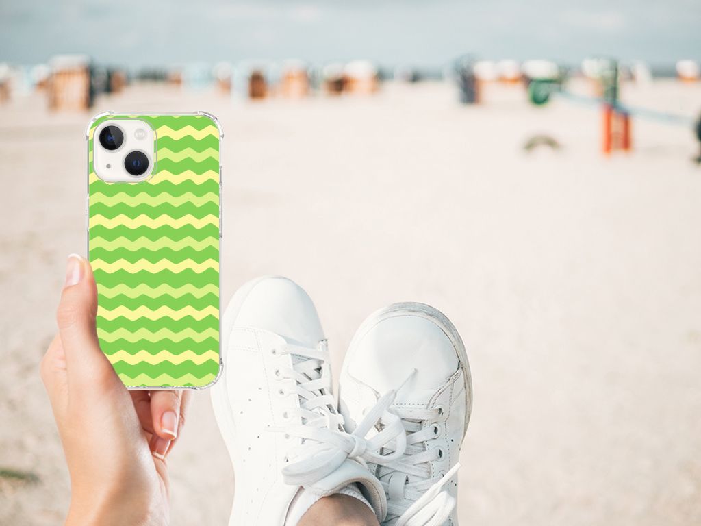 iPhone 13 Doorzichtige Silicone Hoesje Waves Green B2C Telecom