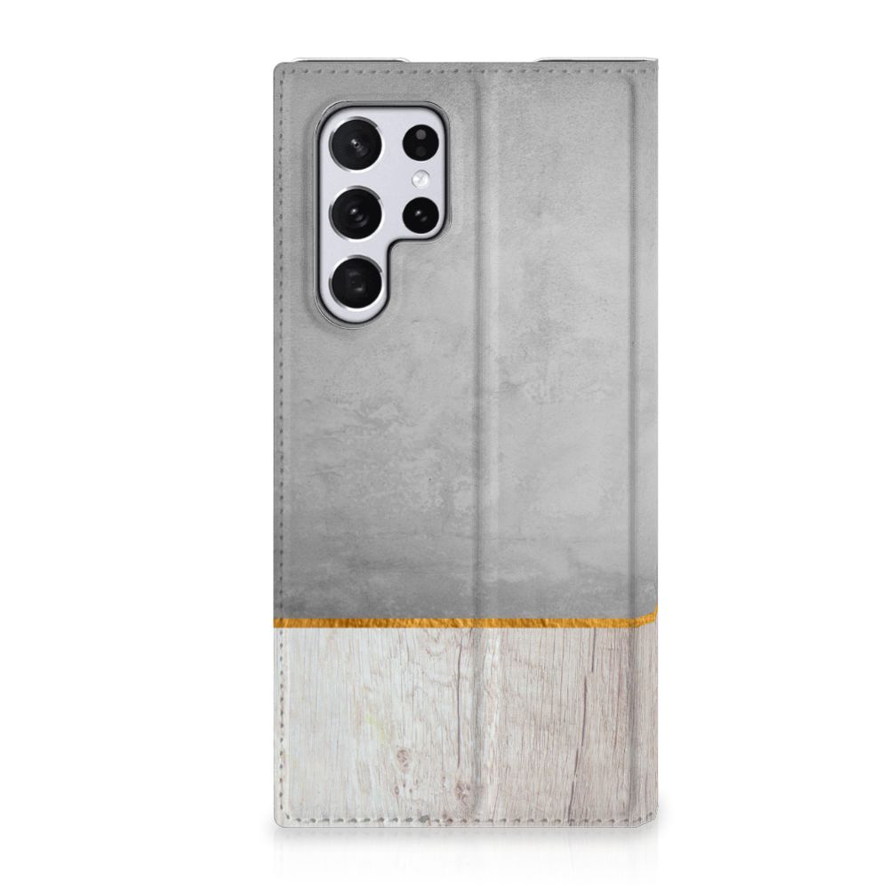 Samsung Galaxy S22 Ultra Book Wallet Case Wood Concrete - B2C Telecom