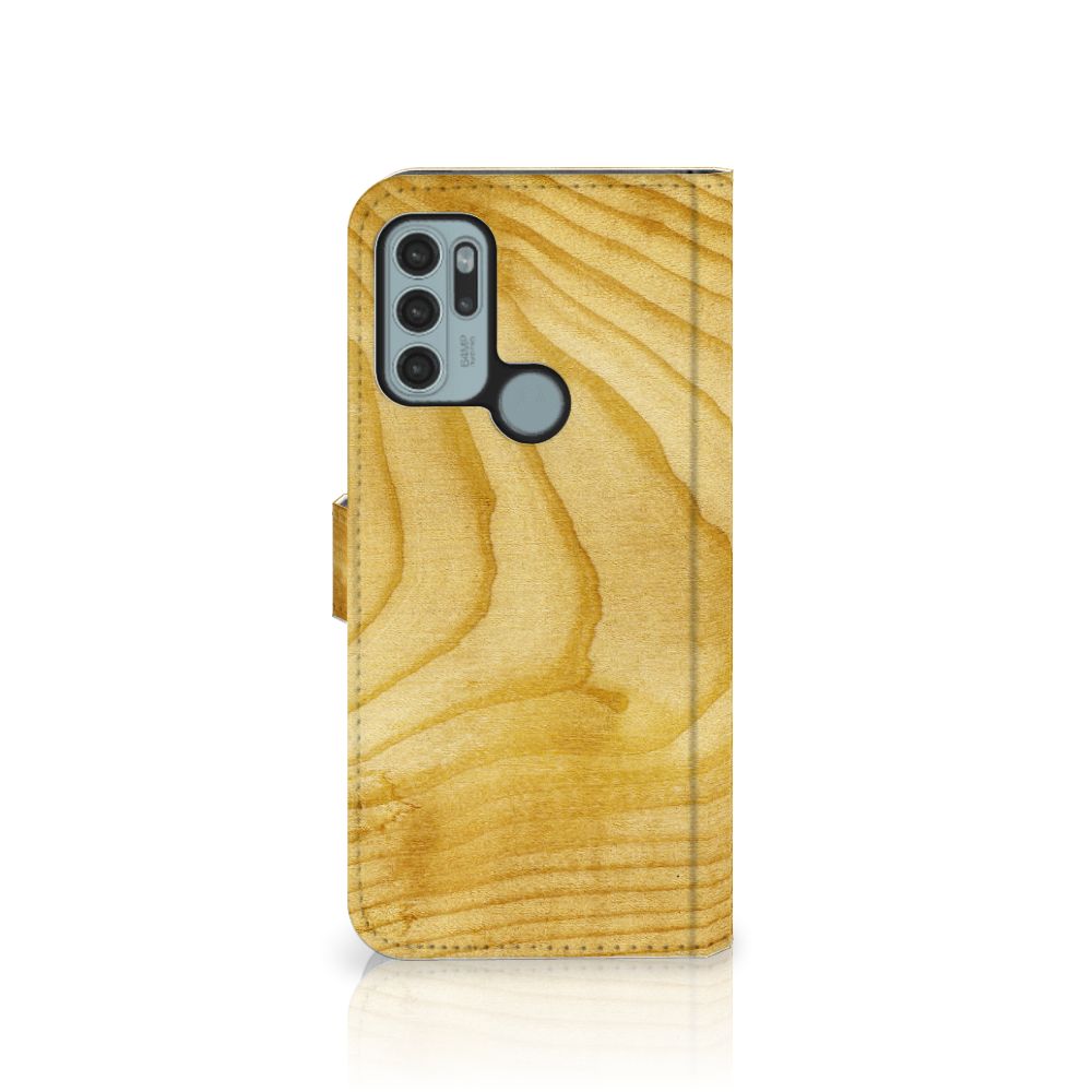 Motorola Moto G60s Book Style Case Licht Hout