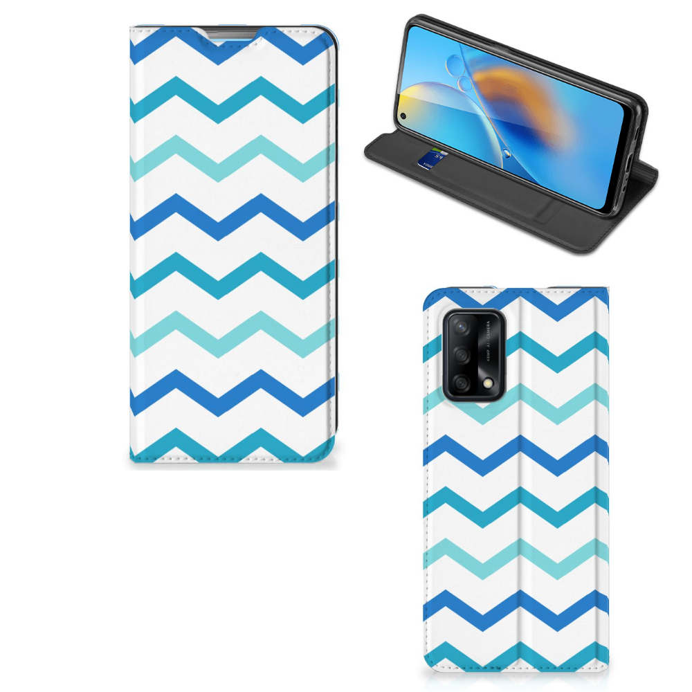 OPPO A74 4G Hoesje met Magneet Zigzag Blauw - B2C Telecom
