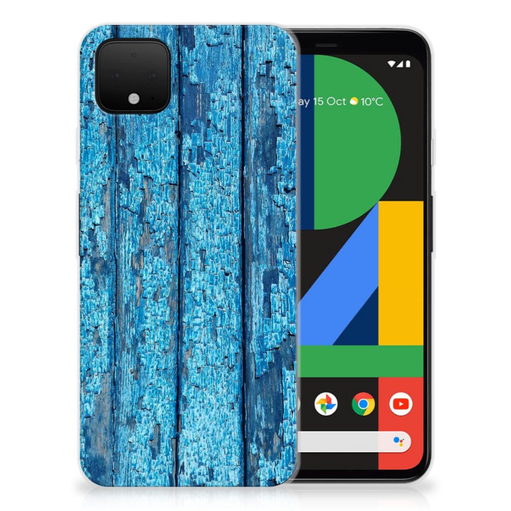 Google Pixel 4 XL Bumper Hoesje Wood Blue