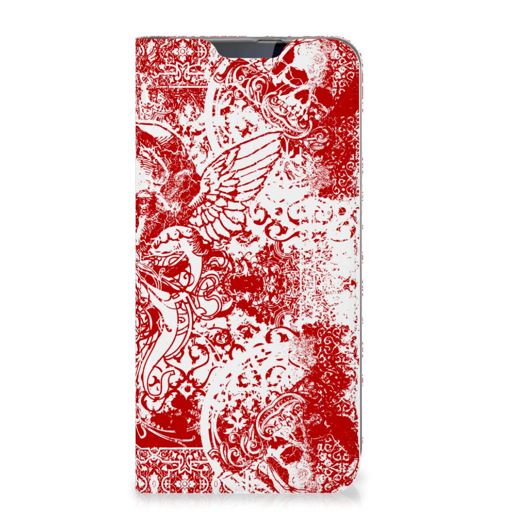 Mobiel BookCase Samsung Galaxy A60 Angel Skull Rood