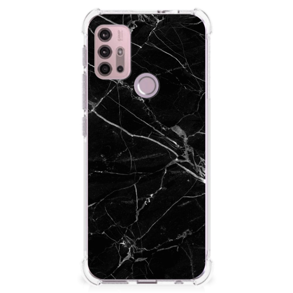 Motorola Moto G30 | G20 | G10 Anti-Shock Hoesje Marmer Zwart - Origineel Cadeau Vader