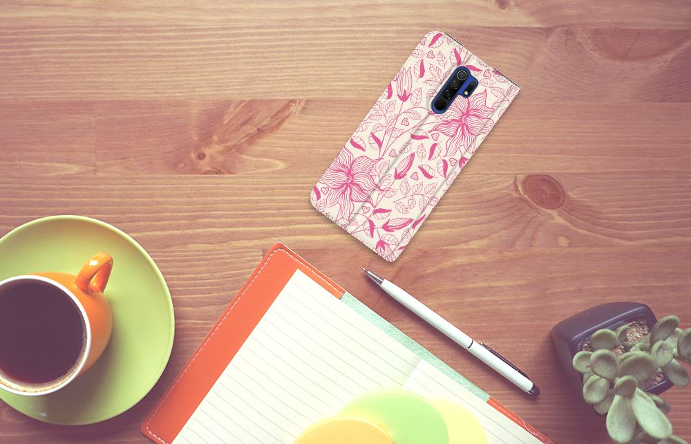 Xiaomi Redmi 9 Smart Cover Pink Flowers - B2C Telecom