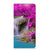 Samsung Galaxy A14 5G Book Cover Waterval met een serene waterval en paarse bloemen als ontwerp.