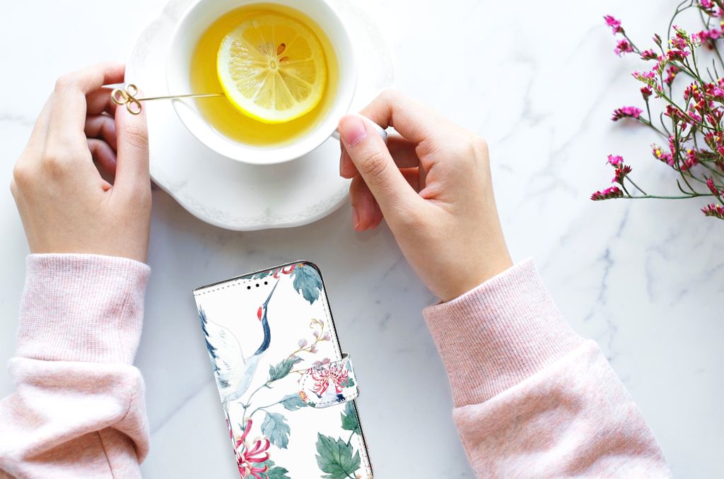 Samsung Galaxy S7 Edge Telefoonhoesje met Pasjes Bird Flowers