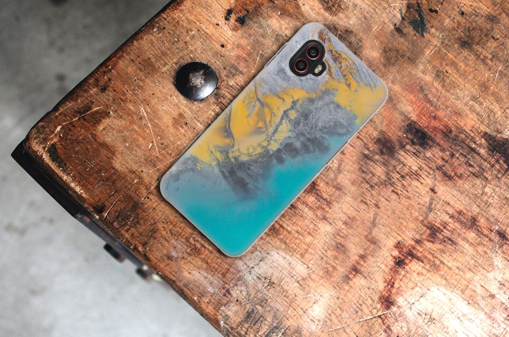 Samsung Galaxy Xcover 6 Pro TPU Siliconen Hoesje Marble Blue Gold B2C Telecom