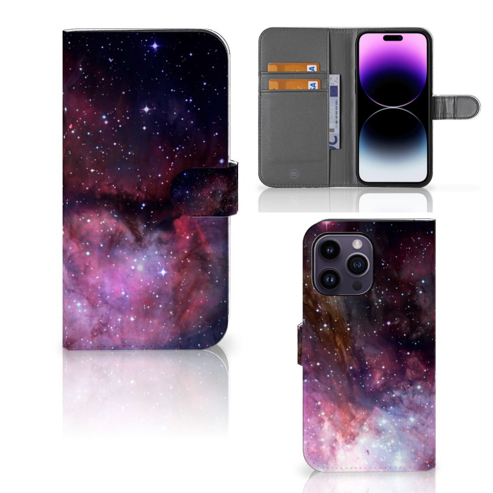 Book Case voor iPhone 15 Pro Max Galaxy met sterren en planeten design 🌌