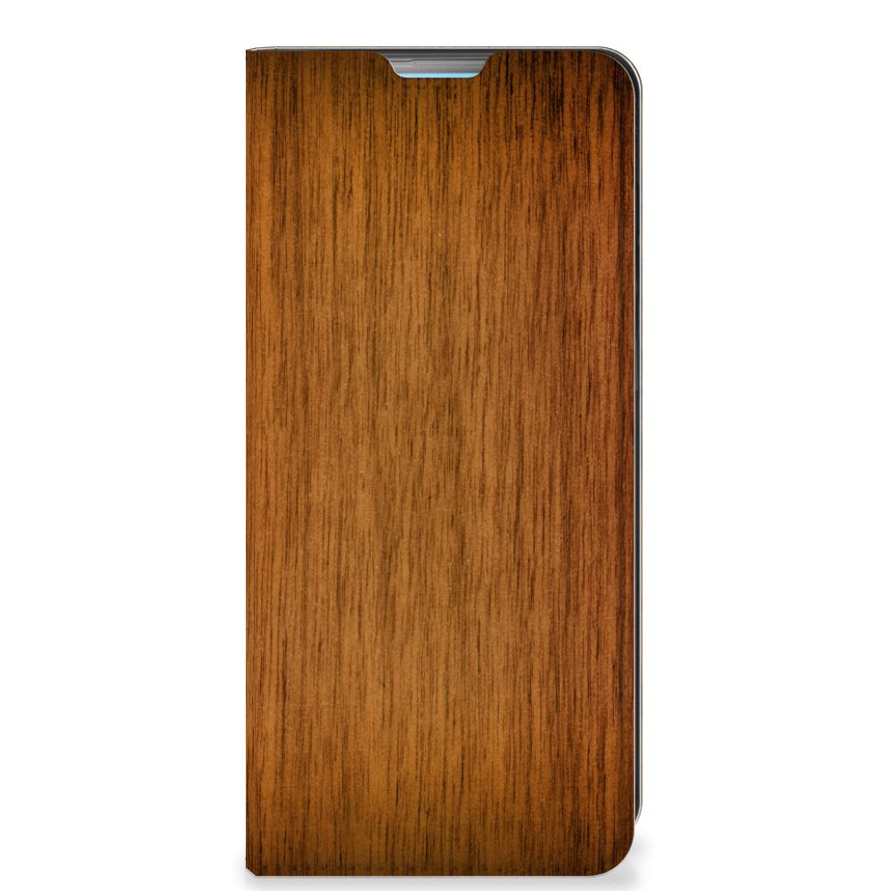 OPPO A74 4G Book Wallet Case Donker Hout - B2C Telecom
