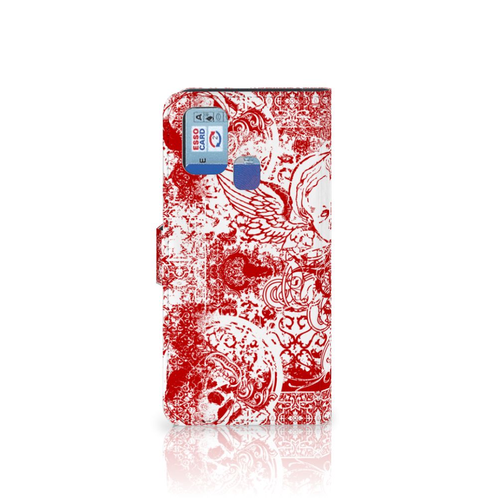 Telefoonhoesje met Naam Samsung Galaxy M31 Angel Skull Rood