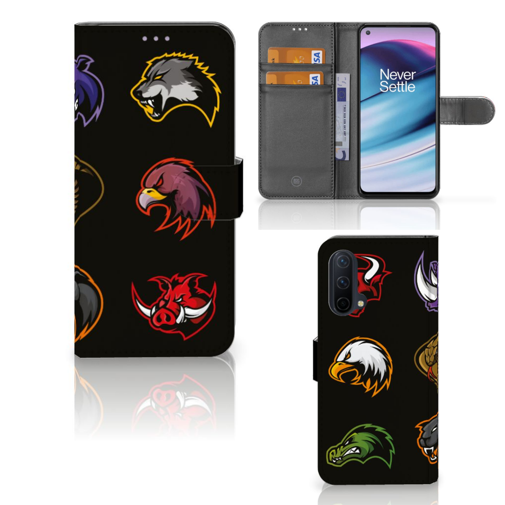 OnePlus Nord CE 5G Leuk Hoesje Cartoon met kleurrijke cartoon dieren en zelf ontworpen hoesje.