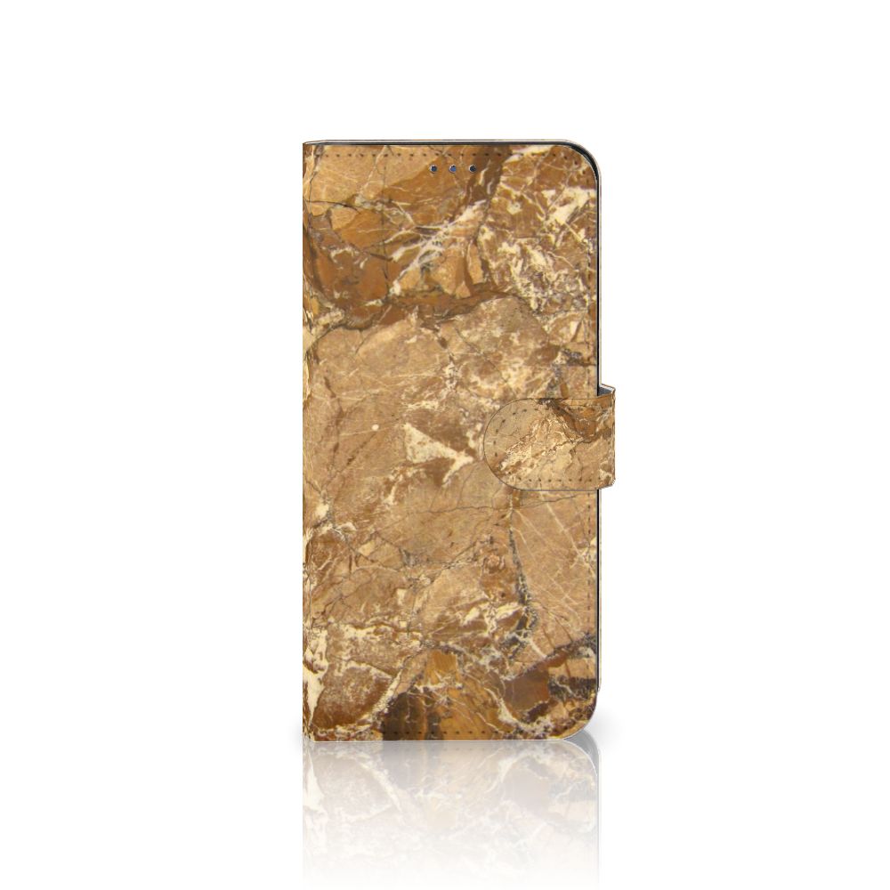 Motorola Moto G22 Bookcase Marmer Creme met pasjes in luxe marmer look